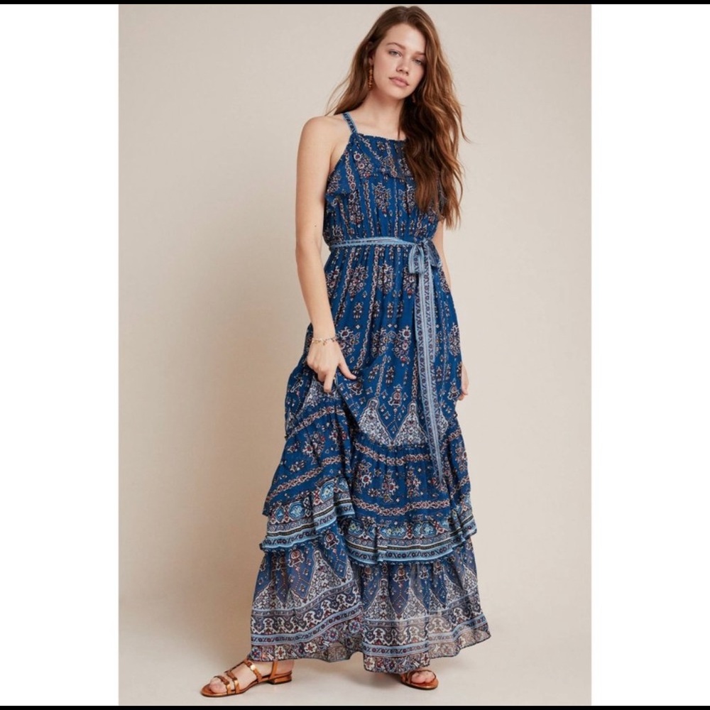 Anthropologie Sasha Ruffled Maxi Dress